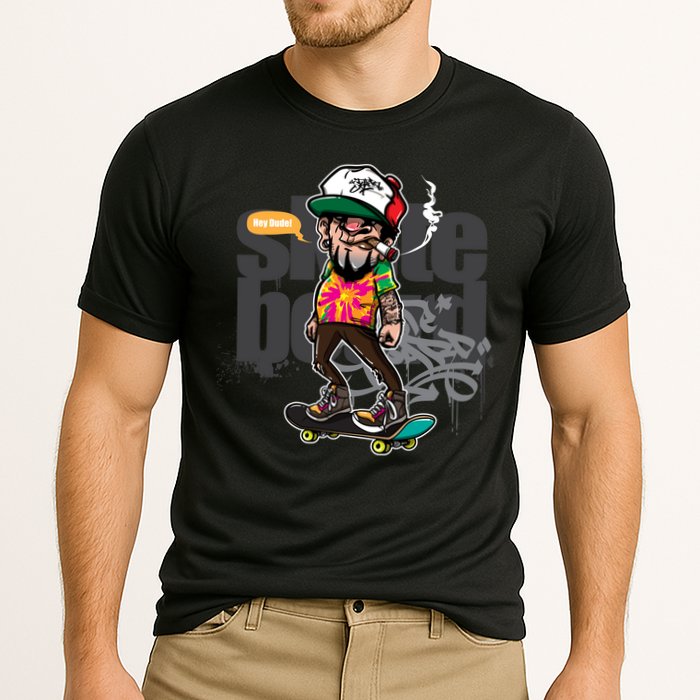 Hipster Riding Skateboard Cooling Performance Crew T-Shirt