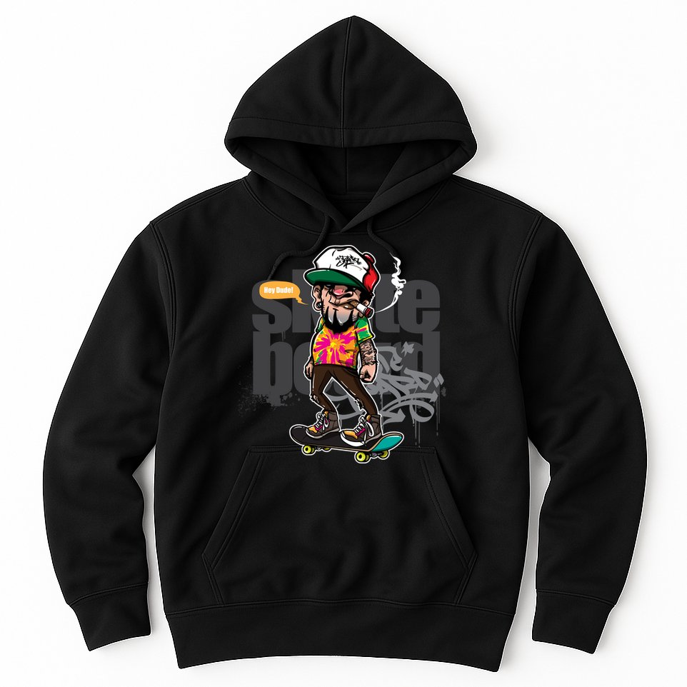 Hipster Riding Skateboard Hoodie