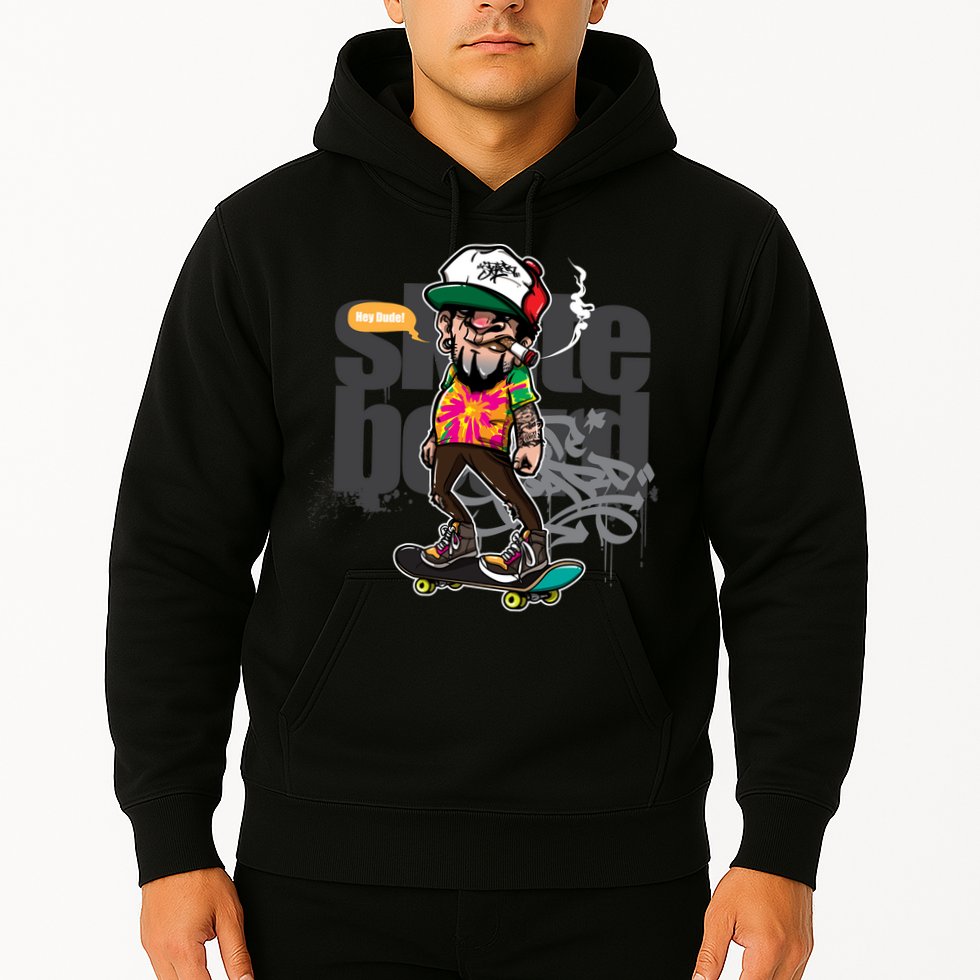 Hipster Riding Skateboard Hoodie