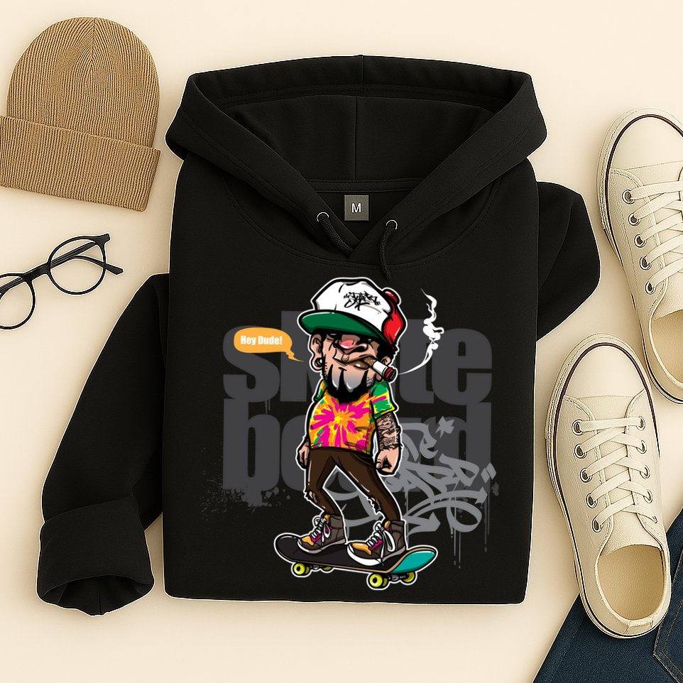 Hipster Riding Skateboard Hoodie