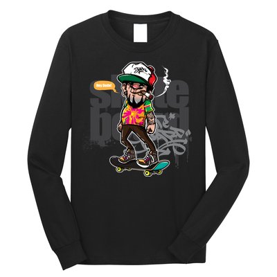 Hipster Riding Skateboard Long Sleeve Shirt