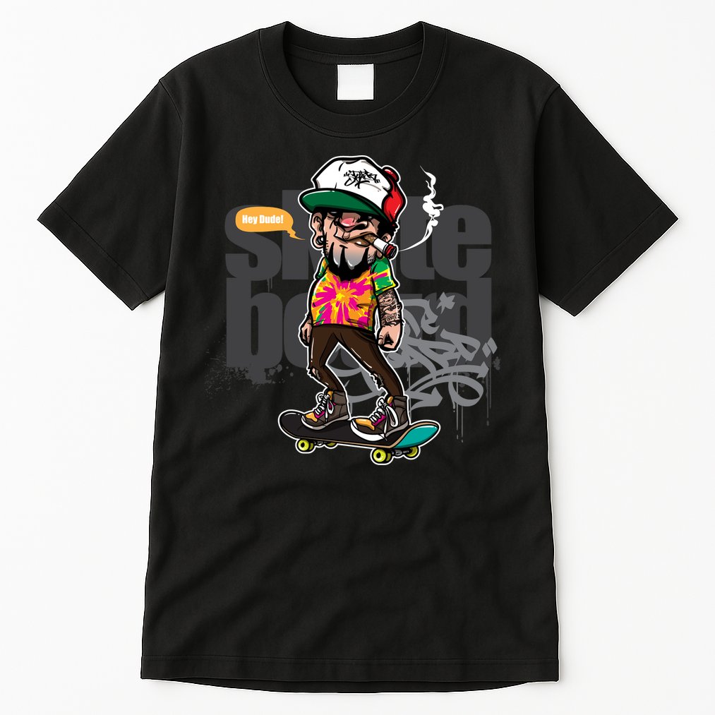 Hipster Riding Skateboard Tall T-Shirt