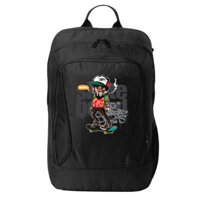 Hipster Riding Skateboard City Backpack