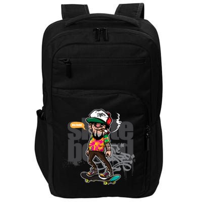 Hipster Riding Skateboard Impact Tech Backpack