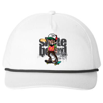 Hipster Riding Skateboard Snapback Five-Panel Rope Hat