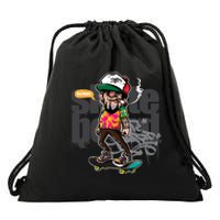 Hipster Riding Skateboard Drawstring Bag