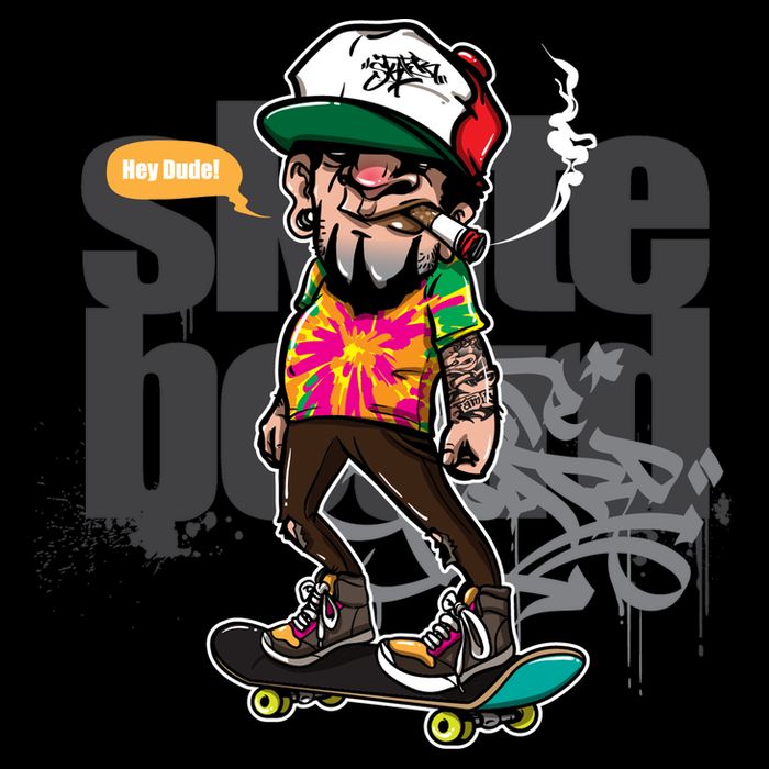 Hipster Riding Skateboard Drawstring Bag
