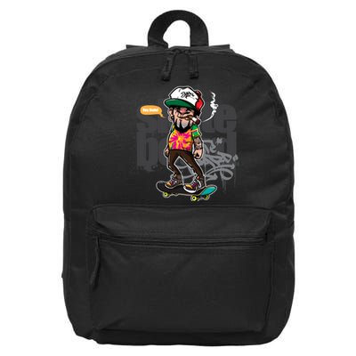 Hipster Riding Skateboard 16 in Basic Backpack