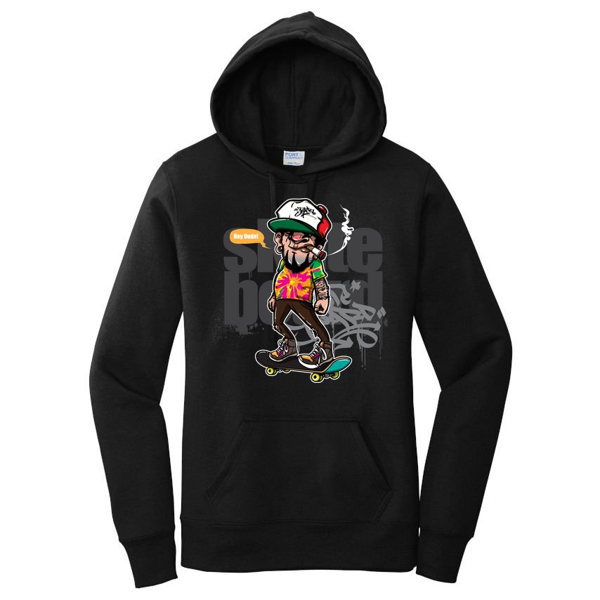 Hipster Riding Skateboard Women's Pullover Hoodie