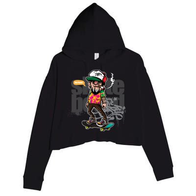 Hipster Riding Skateboard Crop Fleece Hoodie