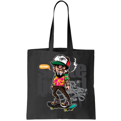 Hipster Riding Skateboard Tote Bag