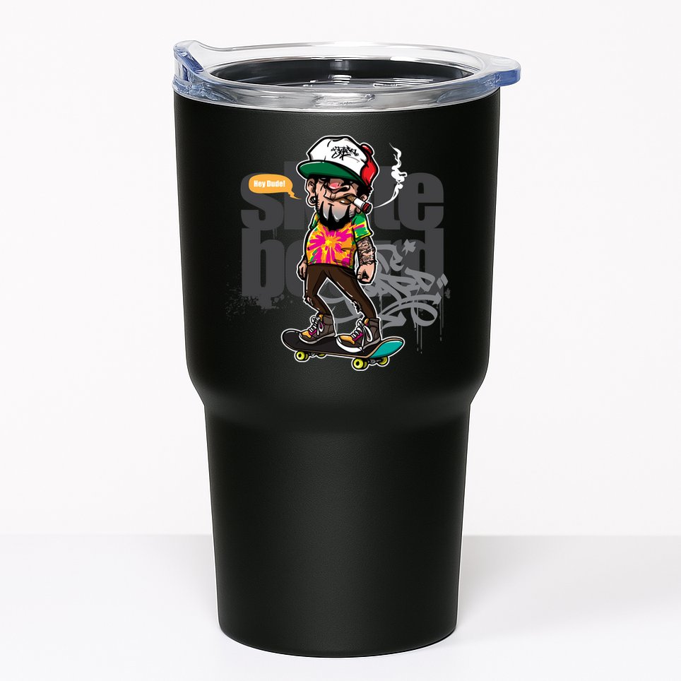 Hipster Riding Skateboard Tumbler