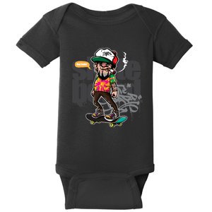 Hipster Riding Skateboard Baby Bodysuit