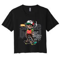 Hipster Riding Skateboard Women's Crop Top Tee