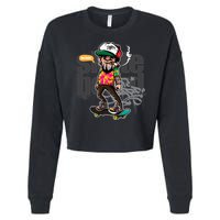 Hipster Riding Skateboard Cropped Pullover Crew