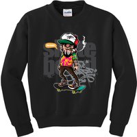 Hipster Riding Skateboard Kids Sweatshirt