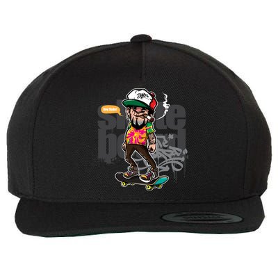 Hipster Riding Skateboard Wool Snapback Cap