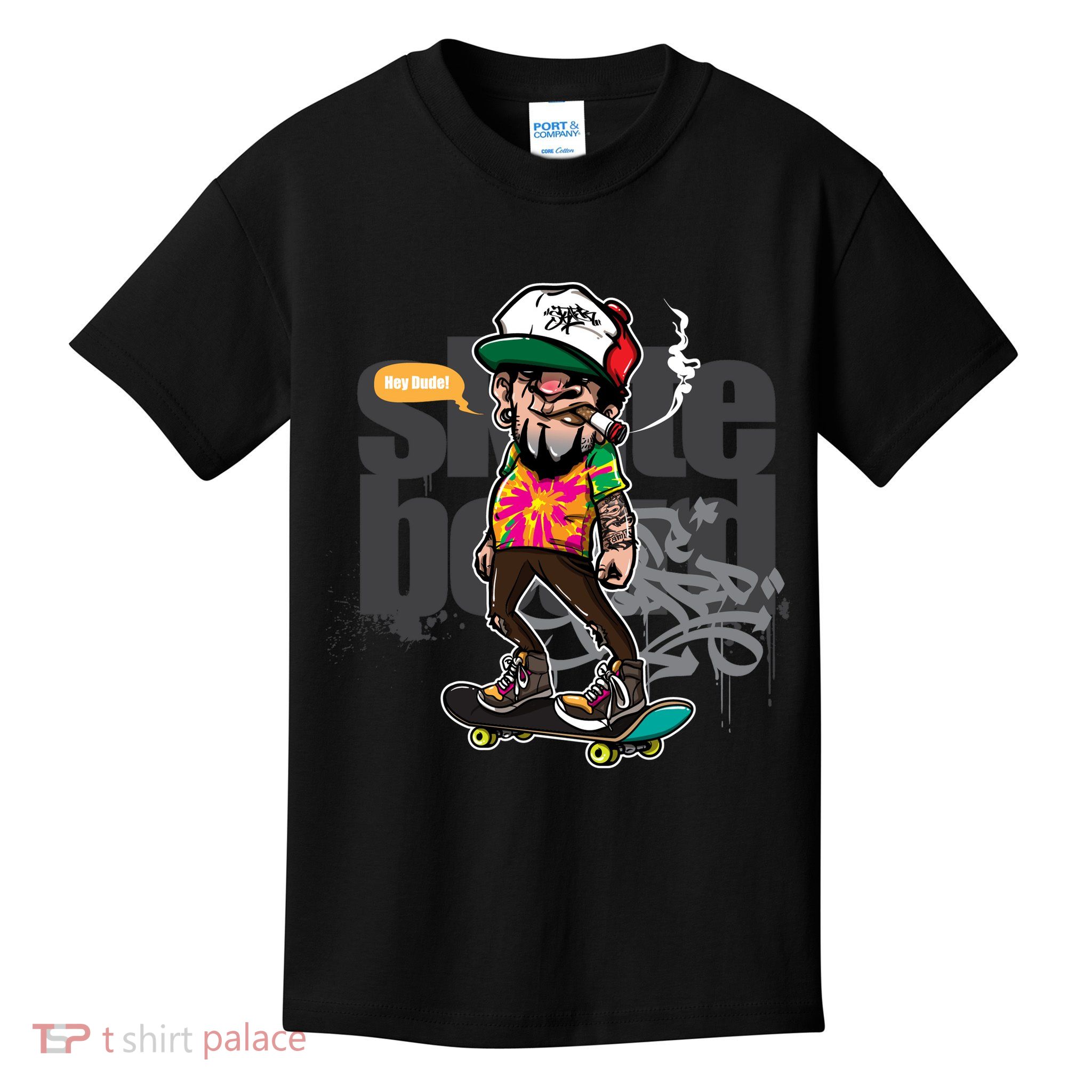 Hipster Riding Skateboard Kids T-Shirt