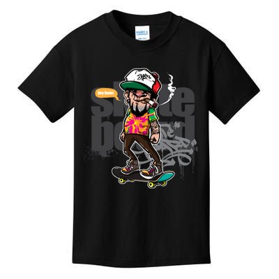 Hipster Riding Skateboard Kids T-Shirt