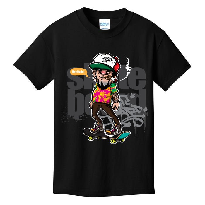 Hipster Riding Skateboard Kids T-Shirt