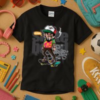 Hipster Riding Skateboard Kids T-Shirt