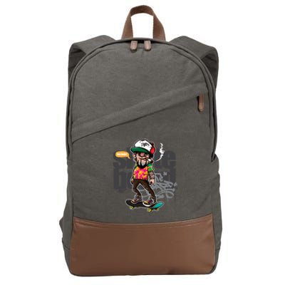 Hipster Riding Skateboard Cotton Canvas Backpack