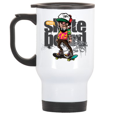 Hipster Riding Skateboard Stainless Steel Travel Mug