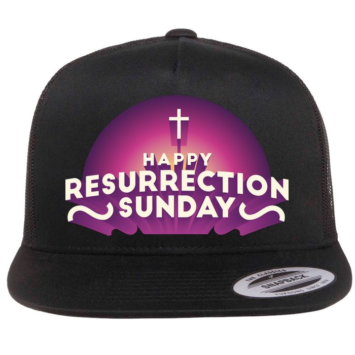 Happy Resurrection Sunday Cross Flat Bill Trucker Hat