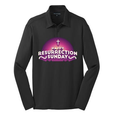 Happy Resurrection Sunday Cross Silk Touch Performance Long Sleeve Polo