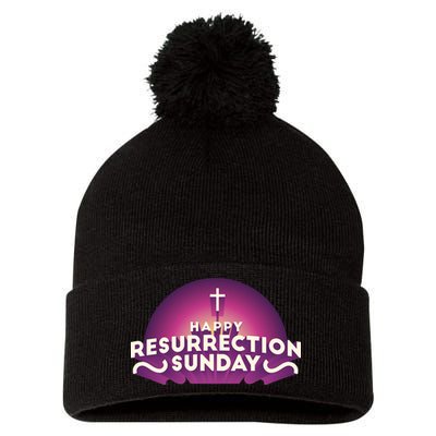 Happy Resurrection Sunday Cross Pom Pom 12in Knit Beanie