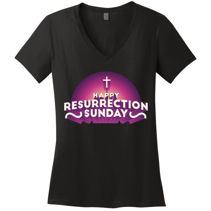 Happy Resurrection Sunday Cross Women's V-Neck T-Shirt