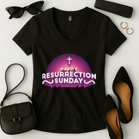Happy Resurrection Sunday Cross Women's V-Neck T-Shirt