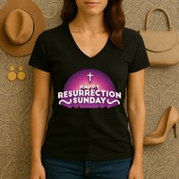 Happy Resurrection Sunday Cross Women's V-Neck T-Shirt