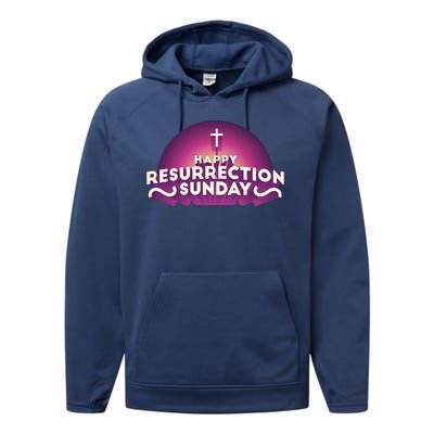 Happy Resurrection Sunday Cross Performance Fleece Hoodie