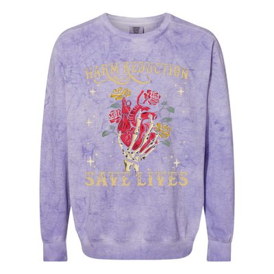 Harm Reduction Save Lives Skeleton Colorblast Crewneck Sweatshirt