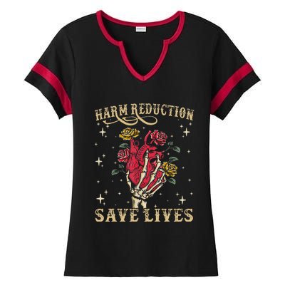 Harm Reduction Save Lives Skeleton Ladies Halftime Notch Neck Tee