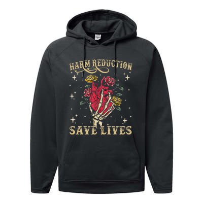 Harm Reduction Save Lives Skeleton Performance Fleece Hoodie