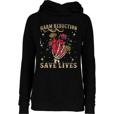 Harm Reduction Save Lives Skeleton Womens Funnel Neck Pullover Hood