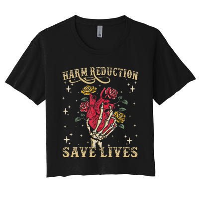 Harm Reduction Save Lives Skeleton Women's Crop Top Tee