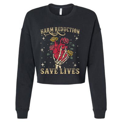 Harm Reduction Save Lives Skeleton Cropped Pullover Crew