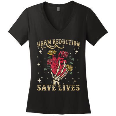 Harm Reduction Save Lives Skeleton Women's V-Neck T-Shirt