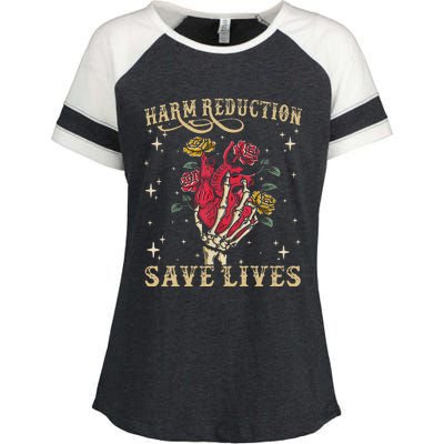 Harm Reduction Save Lives Skeleton Enza Ladies Jersey Colorblock Tee