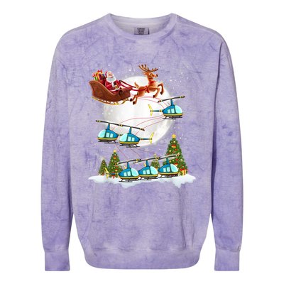 Helicopter Reindeer Santa's Sleigh Pilot Christmas Gift Colorblast Crewneck Sweatshirt