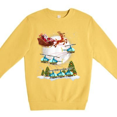 Helicopter Reindeer Santa's Sleigh Pilot Christmas Gift Premium Crewneck Sweatshirt