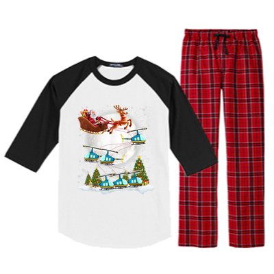 Helicopter Reindeer Santa's Sleigh Pilot Christmas Gift Raglan Sleeve Pajama Set