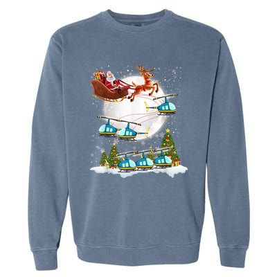 Helicopter Reindeer Santa's Sleigh Pilot Christmas Gift Garment-Dyed Sweatshirt