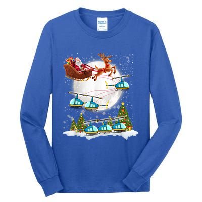 Helicopter Reindeer Santa's Sleigh Pilot Christmas Gift Tall Long Sleeve T-Shirt