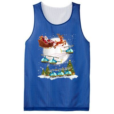 Helicopter Reindeer Santa's Sleigh Pilot Christmas Gift Mesh Reversible Basketball Jersey Tank