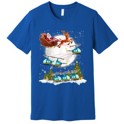 Helicopter Reindeer Santa's Sleigh Pilot Christmas Gift Premium T-Shirt