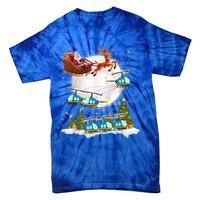 Helicopter Reindeer Santa's Sleigh Pilot Christmas Gift Tie-Dye T-Shirt